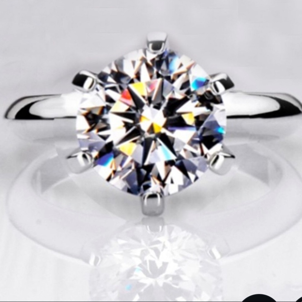 2 Carat (8mm) CZ Diamond Solitaire Ring 925 Sterling Silver